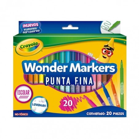 ESTUCHE PLUMONES CRAYOLA C/20 DELG P.FINO WONDER 150104