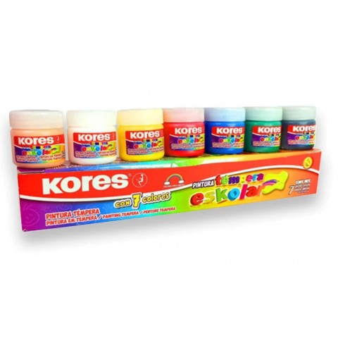 PINTURA TEMPERA KORES 7242P COLORES 30 ML. C/7 ESTUCHE 88887
