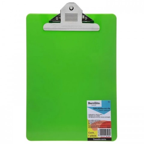 TABLA AGARRAPAPEL CARTA BARRILITO PLASTICA COLORES 11830