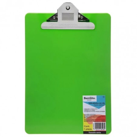 TABLA AGARRAPAPEL CARTA BARRILITO PLASTICA COLORES 11830