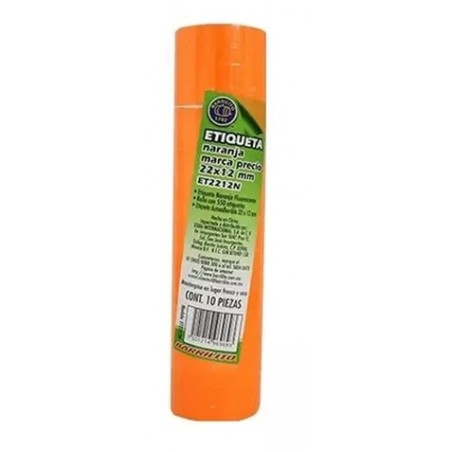 ETIQUETA EN ROLLO BARRILITO ET2212  PAQ/10 NARANJA 76105
