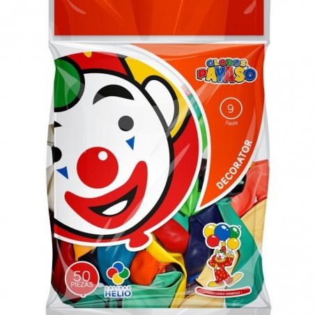 GLOBO DECORATOR PAYASO NUM.09 BOLSA C/50 SURTIDO 58015