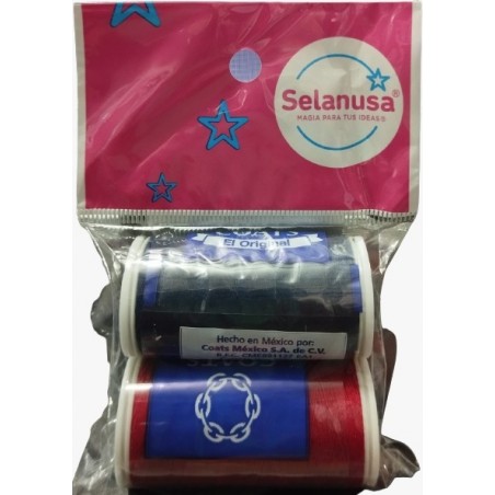 HILO COATS T6990 AZ. MARINO-ROJO BOLSA C/2 PZ 200 MT. 156602