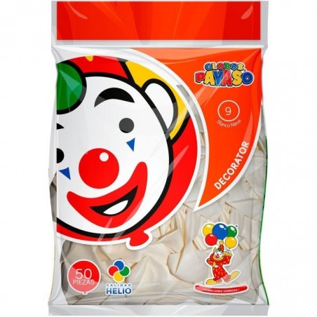 GLOBO DECORATOR PAYASO NUM. 09 BOLSA C/50 BLANC NIEV 058015