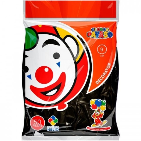GLOBO DECORATOR PAYASO NUM 9 BOLSA C/50 CAFE 58015
