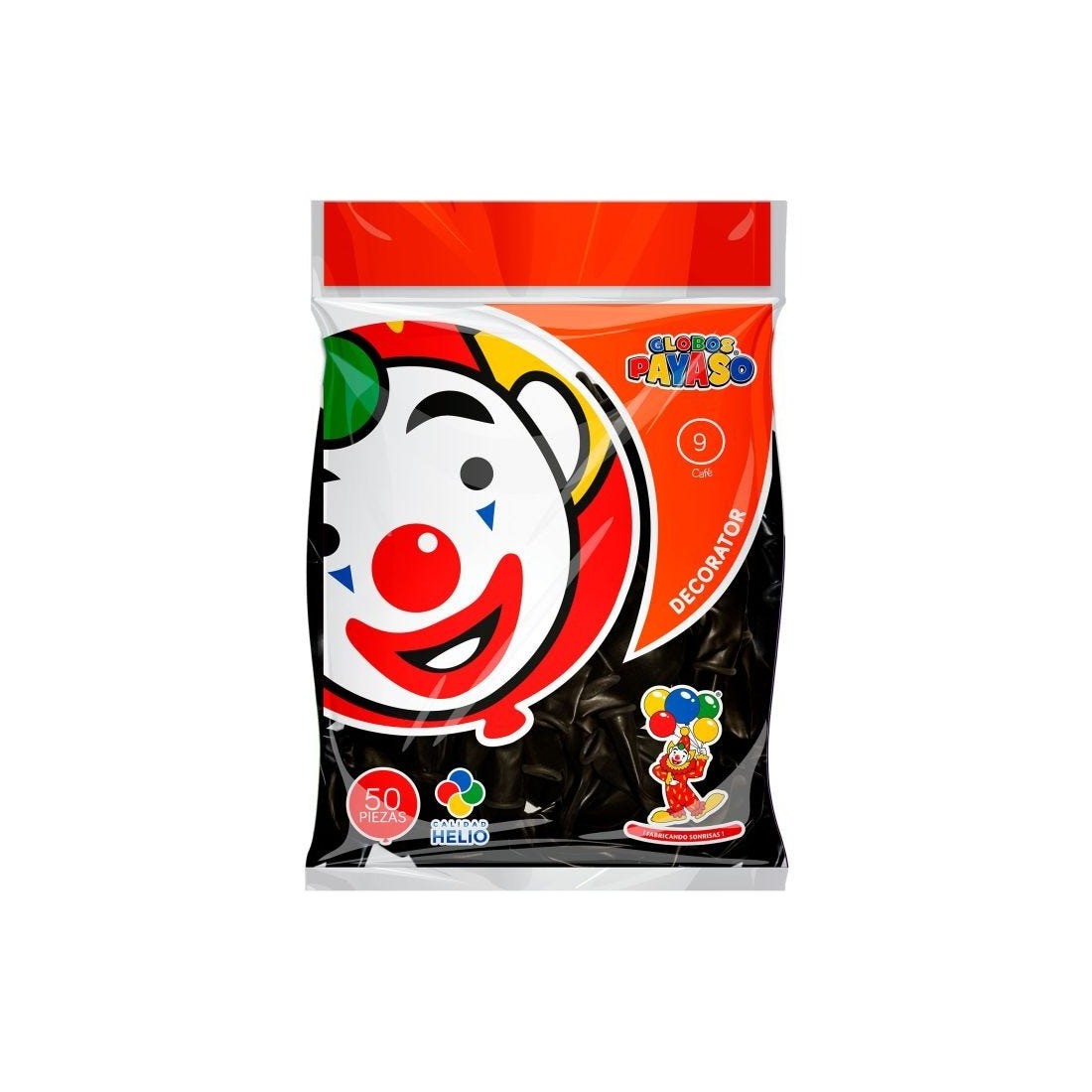 GLOBO DECORATOR PAYASO NUM 9 BOLSA C/50 CAFE 58015