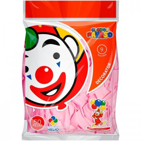 GLOBO DECORATOR PAYASO NUM. 09 BOLSA C/50 ROSA BEBE 058015