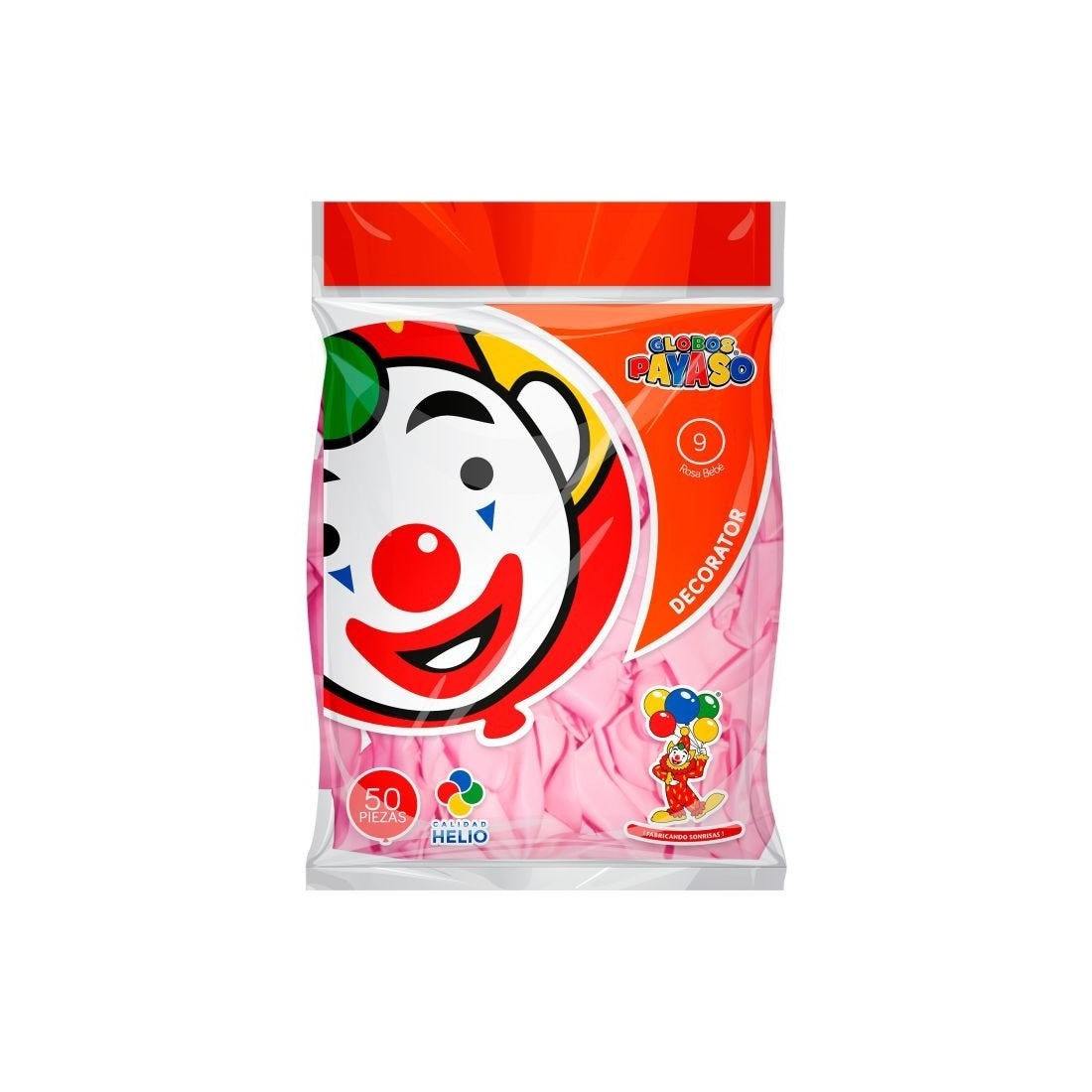 GLOBO DECORATOR PAYASO NUM. 09 BOLSA C/50 ROSA BEBE 058015