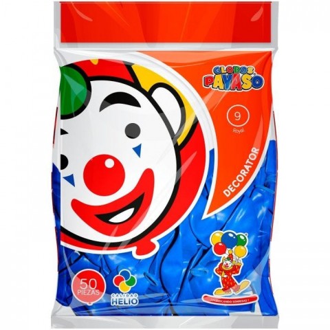 GLOBO DECORATOR PAYASO NUM. 09 BOLSA C/50 AZUL ROYAL 058015