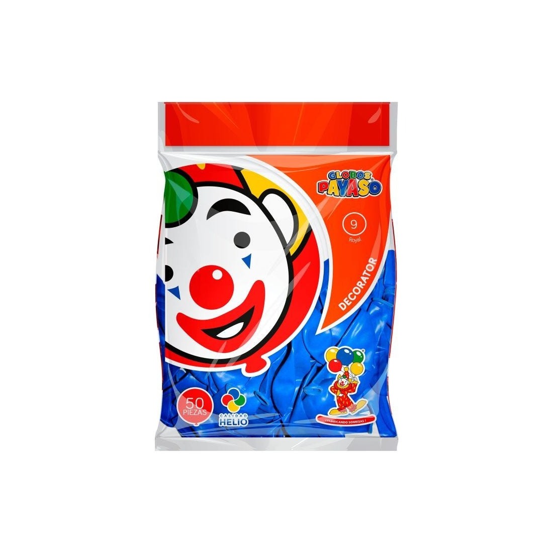 GLOBO DECORATOR PAYASO NUM. 09 BOLSA C/50 AZUL ROYAL 058015