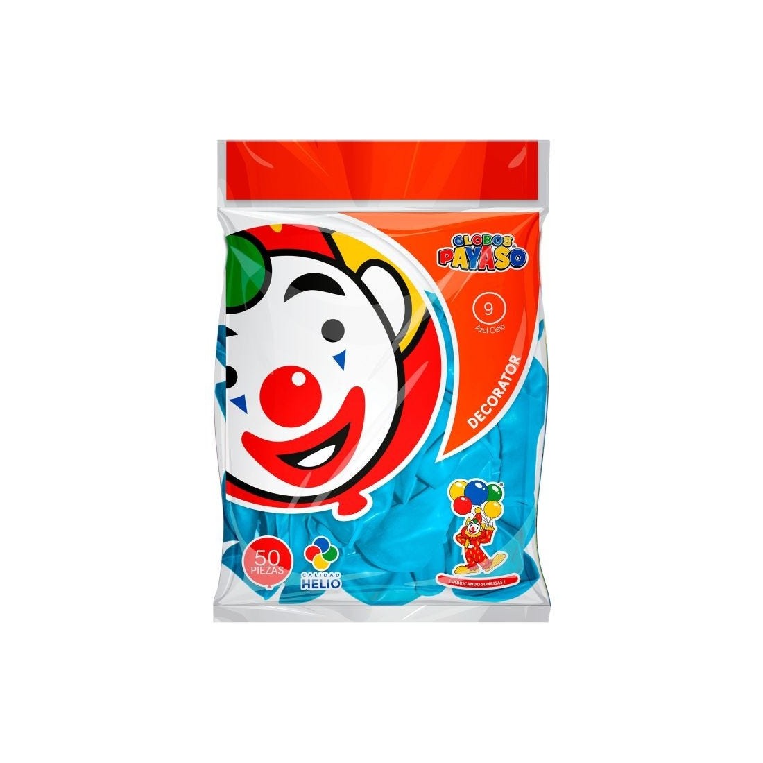 GLOBO DECORATOR PAYASO NUM. 09 BOLSA C/50 AZUL CIELO 058015