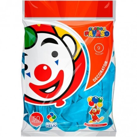 GLOBO DECORATOR PAYASO NUM. 09 BOLSA C/50 AZUL CIELO 058015