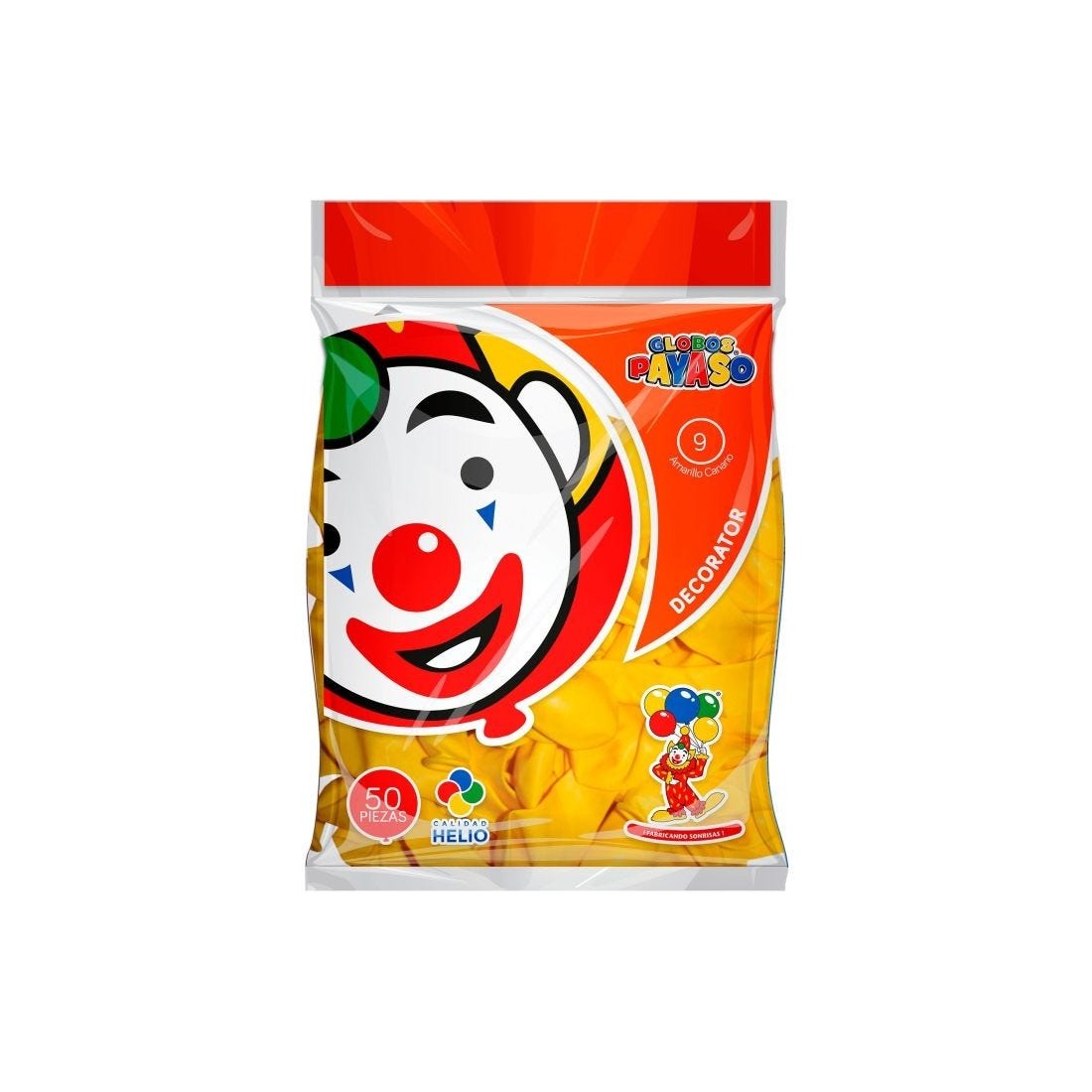 GLOBO DECORATOR PAYASO NUM. 09 BOLSA C/50 AM. CANARIO 058015