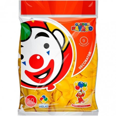 GLOBO DECORATOR PAYASO NUM. 09 BOLSA C/50 AM. CANARIO 058015