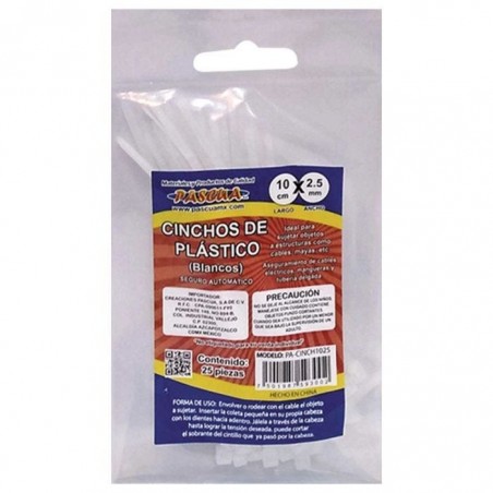 CINCHOS DE PLASTICO PASCUA 2025 20CMSX3.6 B/25 BCO 134603