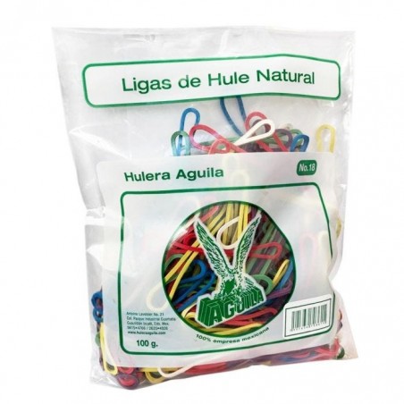 BANDAS DE HULE  AGUILA BOLSA C/100 GMS COLOR No. 18 89011