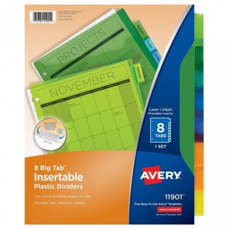 INDICE SEP. 8 DIV. AVERY 11901 WS PLASTICO COLORES CTA 14251