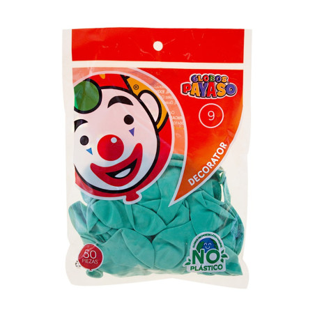 GLOBO DECORATOR PAYASO NUM.09 C/50 MENTA 58015