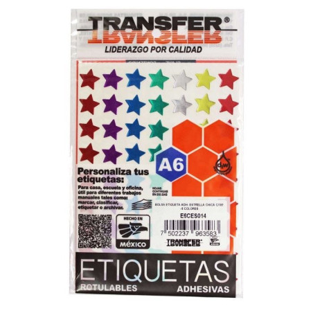 ETIQUETA ESTRELLA TRANSFER CHICA CES014 C/189 COL. MET 57883