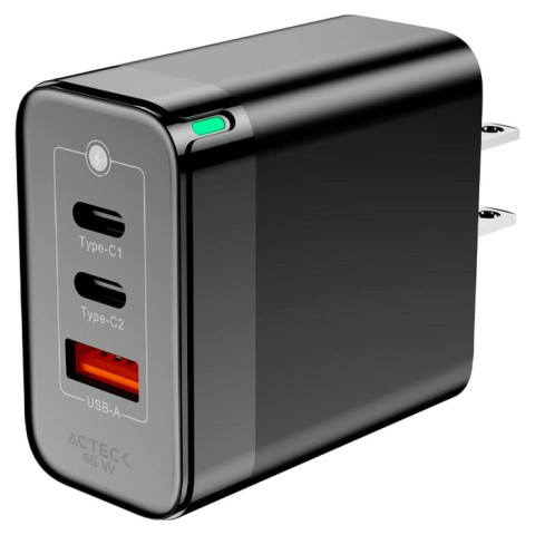 65W CARGADOR DE PARED ACTECK ENERGON PRIME CP65W NEGRO AC-11112