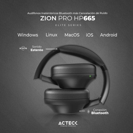 AUDIFONOS ACTECK ZION PRO HP665 BLUETOOTH NEG. SPK-2311