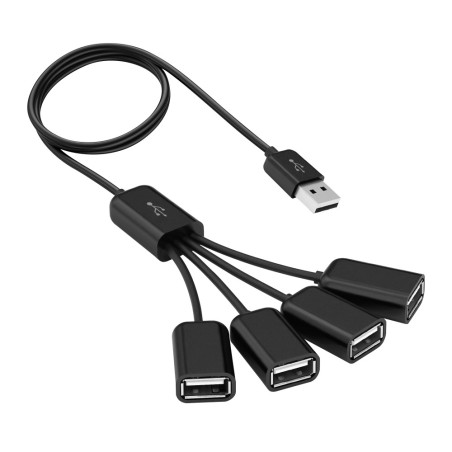 HUB USB VORAGO CON EXTENSION 4 PUERTOS 2.0 1 MT NEGRO HU-101