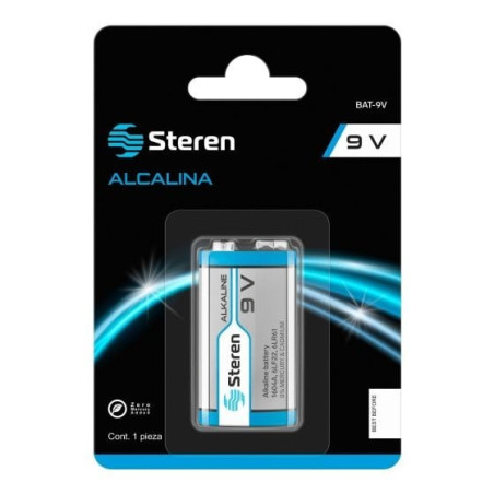 PILAS STEREN ALCALINA CUADRADA 9V 1 PZA BAT-9V