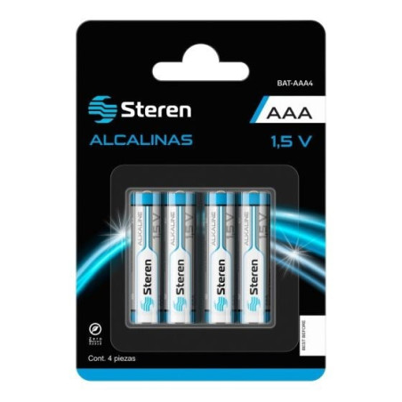 PILAS STEREN ALCALINAS TIPO AAA C/4 PZAS BAT-AAA4