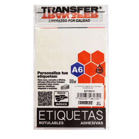 ETIQUETA REDONDA SELLO 19 MM. TRANSFER E6T00019 TRANSP. C/90 66693
