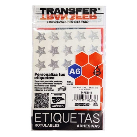 ETIQUETA ESTRELLA TRANSFER GDE. E6PES019 C/105 PLATA  57885