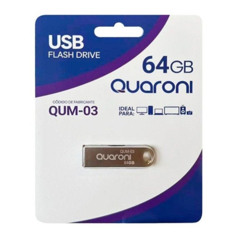 MEMORIA QUARONI 64 GB USB METALICA USB 2.0 RAM-3944