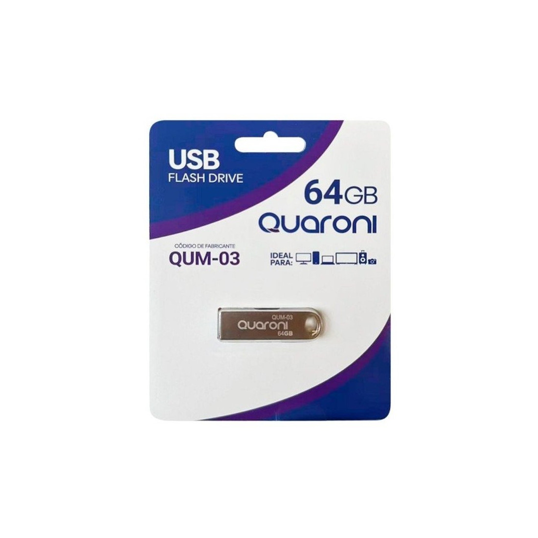 MEMORIA QUARONI 64 GB USB METALICA USB 2.0 RAM-3944