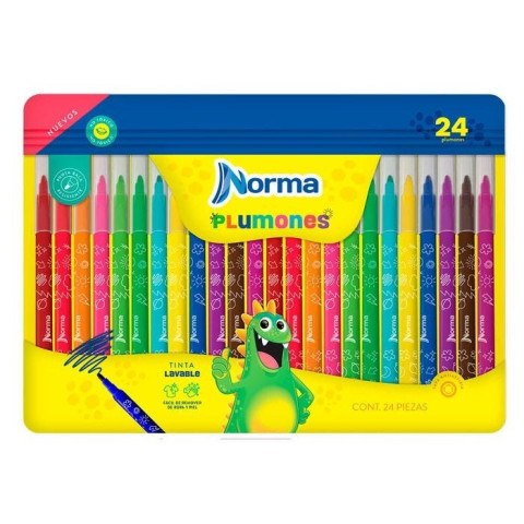 ESTUCHE PLUMONES NORMA C/24 PUNTA BALA LAVABLES 150130
