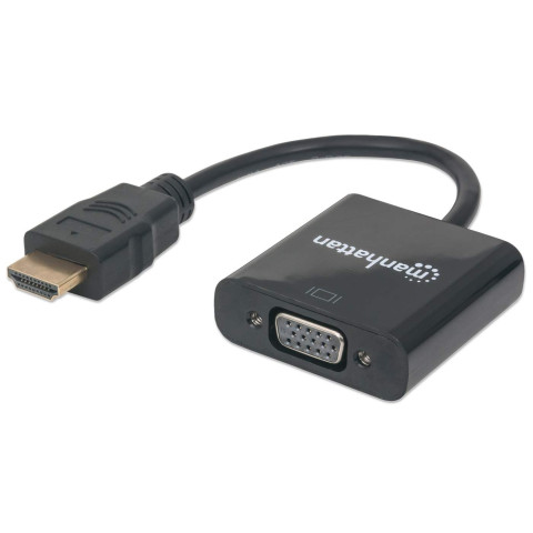 CONVERTIDOR MANHATTAN HDMI MACHO A VGA HEMBRA NEGRO