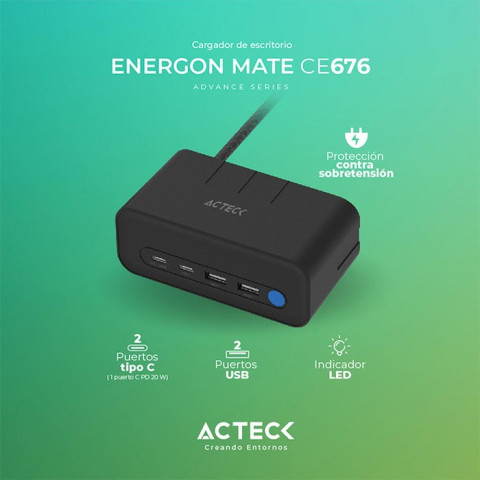 20W CARGADOR ACTECK ENERGON MATE CE676 NEGRO AC-11852