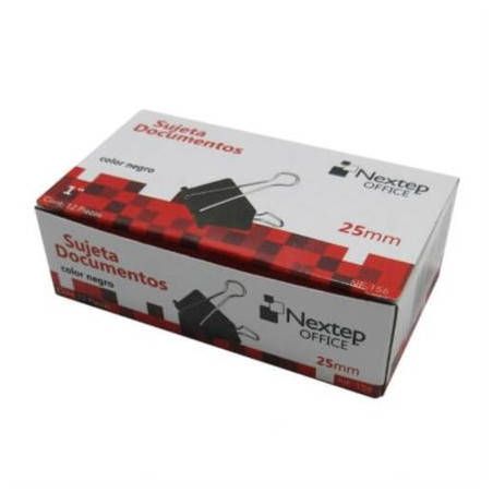 SUJETA DOCUMENTOS NEXTEP 25MM 12 PIEZAS NE-156