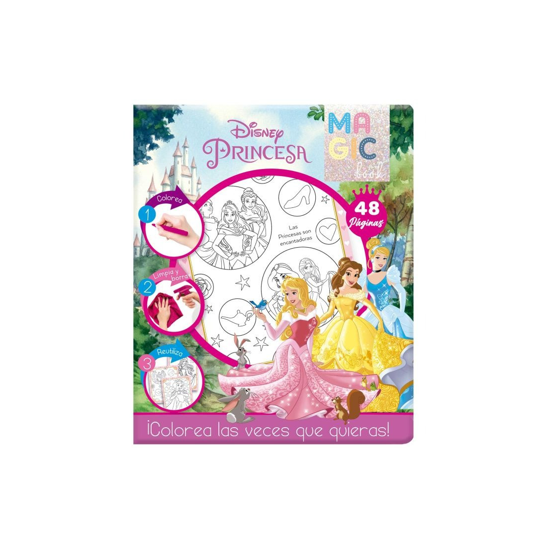 LIBRO MAGICO P/COLOREAR BORRABLE 48 H. PRINCESAS 148916