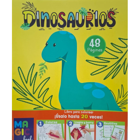 LIBRO MAGICO UPAK P/COLOREAR BORRABLE 48H DINOSAURIOS 148935