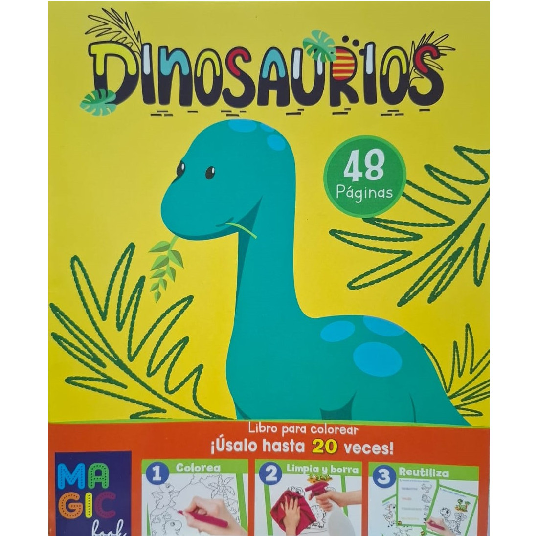 LIBRO MAGICO UPAK P/COLOREAR BORRABLE 48H DINOSAURIOS 148935