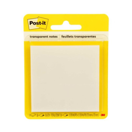 BLOCK POST-IT NOTAS TRANSPARENTES 2.8X2.8" 36H 122222