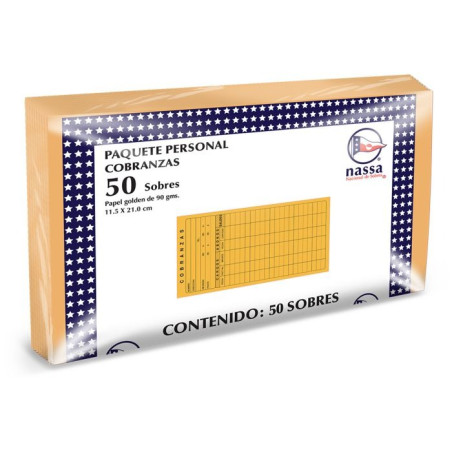 SOBRE COBRANZA GOLD NASSA IA0116 11.5X21CM C/50 39103