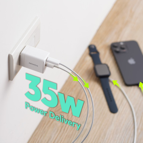 35W CARGADOR PARED ADATA USB/C BLANCO CHARGERU-0352-QCPDWH