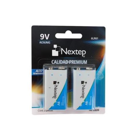 PILAS NEXTEP 9V ALCALINAS CUADRADA 6LR61 C/2 PZAS NE-282D