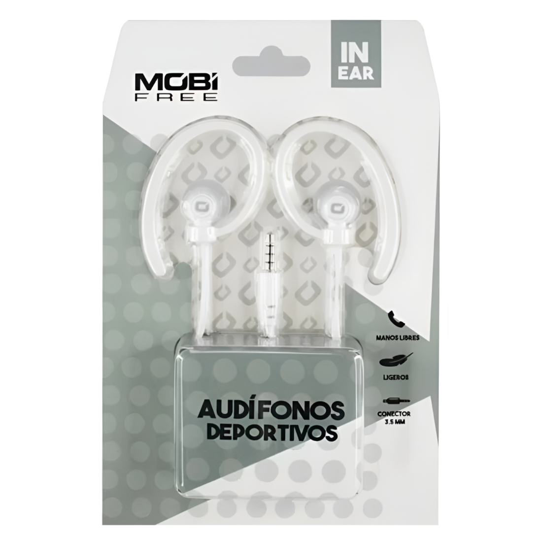 AUDIFONOS MOBI FREE ALAMBRICOS SPORT 3.5MM BLANCO MB-02036