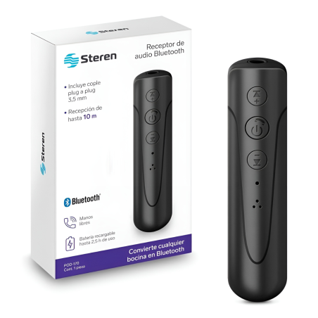 RECEPTOR STEREN DE AUDIO BLUETOOTH CON BATERIA RECARGABLE POD-170