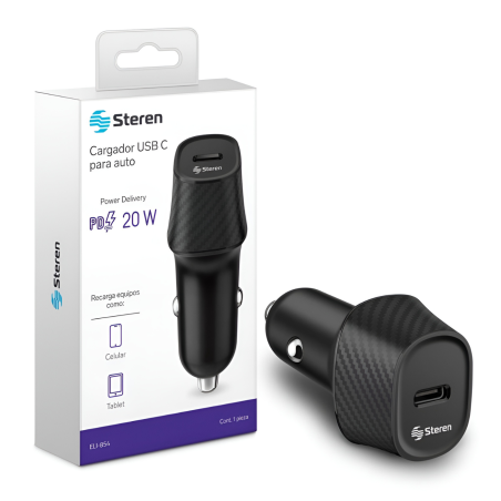 20W CARGADOR STEREN PARA AUTO CON POWER DELIVERY ELI-854