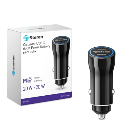 20W CARGADOR USB C DOBLE PD PARA AUTO ELI-876