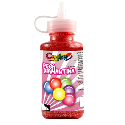PEGAMENTO ROJO-803 C/DIAMANTINA CONFETI 60ML 29748