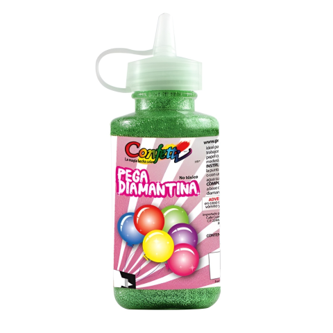 PEGAMENTO VERDE-804 C/DIAMANTINA CONFETTI 60ML  29748