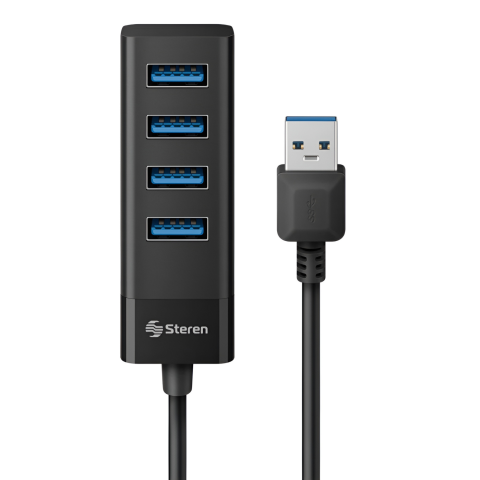 HUB STEREN USB 3.0 DE 4 PUERTOS CABLE 12.5CM NEGRO USB-5234